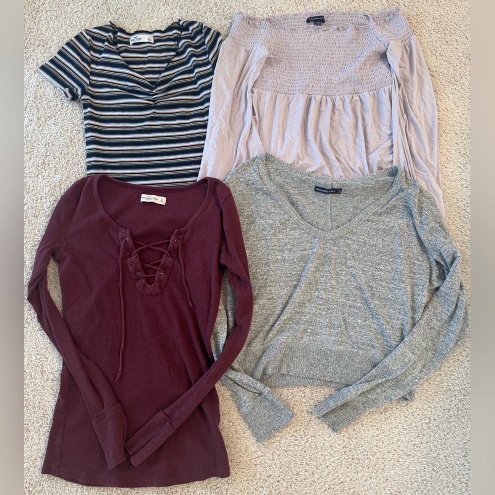 Abercrombie, Hollister and American Eagle BUNDLE of 4 tops